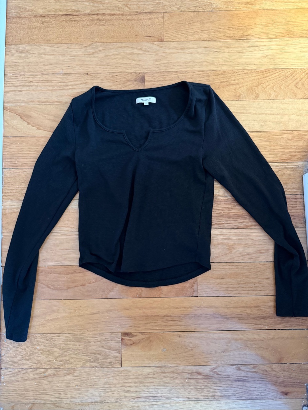 Madewell Black Long-Sleeve Scoop Neck Top